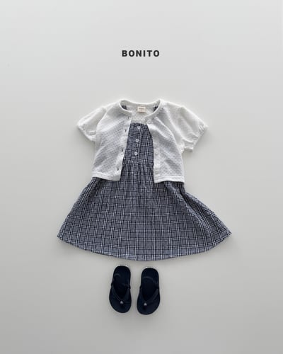 Bonito03｜(75cm-125cm) 2色田園格子吊帶洋裝7