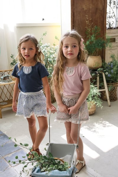 FLO32｜(75-140) 田園碎花荷葉滾邊短褲21