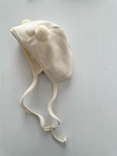 MONBEBE14｜(3m-12m) 毛球綁帶帽6