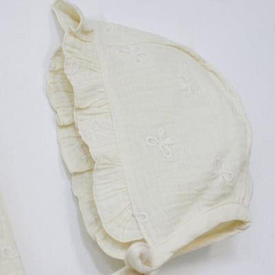 LEMONADE36｜(55cm-85cm) 2色蝴蝶結刺繡包屁衣含帽子17