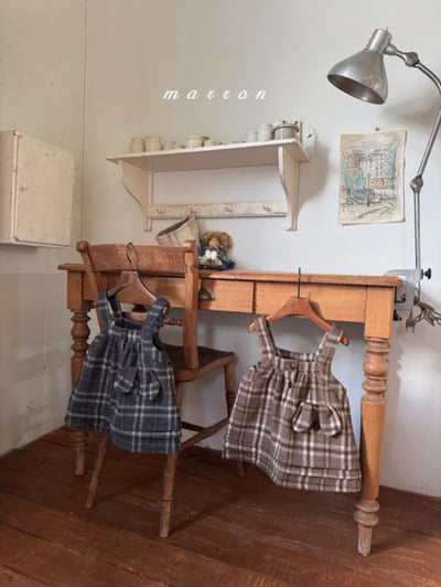 Marron 20｜(1y-6y) 學院格紋吊帶洋裝6