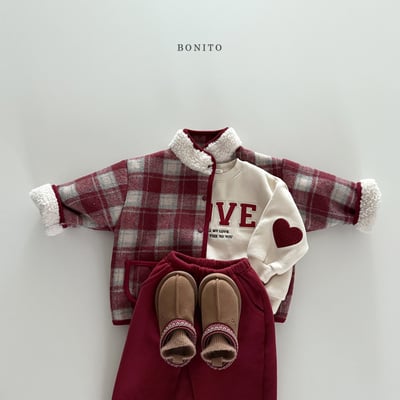 Bonito11｜(75cm-125cm) 冬季刷毛格紋口袋外套4