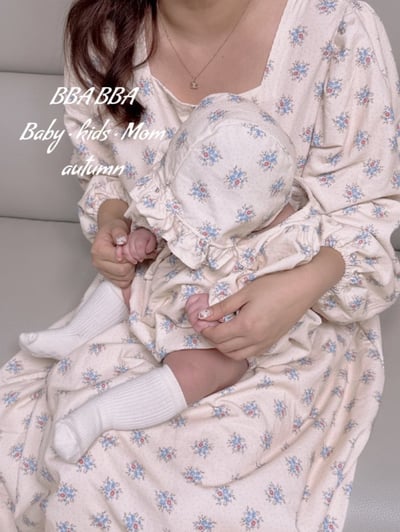 BBABBA15｜(60cm-120cm-mom)  2色田園碎花洋裝12