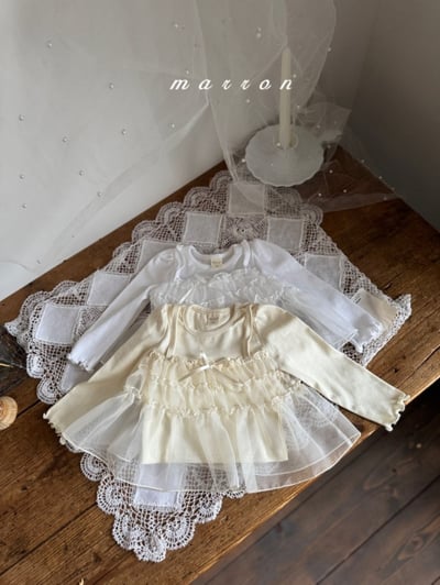 Marron07｜(1y-6y) 兩件式荷葉薄紗上衣1