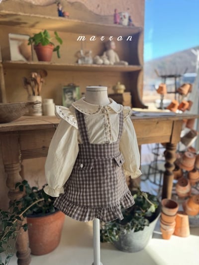 Marron11｜(1y-6y) 愛心滾邊飛袖襯衫2