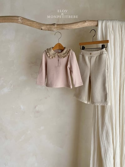 Monpetitbebe14｜(70cm-110cm) 燈芯絨蕾絲微寬褲4