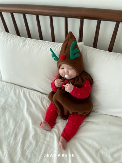 JEAYA02｜(3m-12m) 4色聖誕系列包屁衣含帽子8