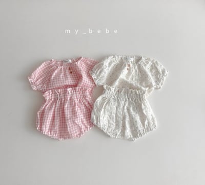 my_bebe16｜(58-72cm) 捲邊上衣燈籠褲套裝2