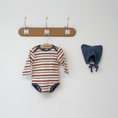 LEMONADE33｜(55cm-85cm) 2色雙條紋包屁衣含帽子12