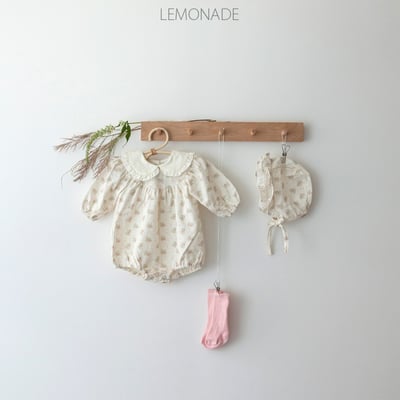 LEMONADE25｜(55cm-85cm) 2色玫瑰碎花包屁衣含帽子16