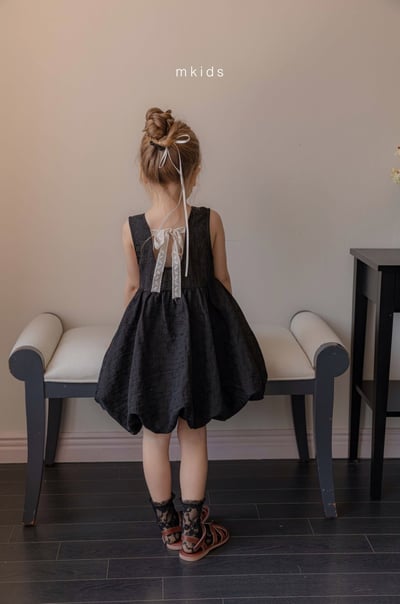 M-KIDS09｜(65-115cm) 珍珠蝴蝶結氣球洋裝10