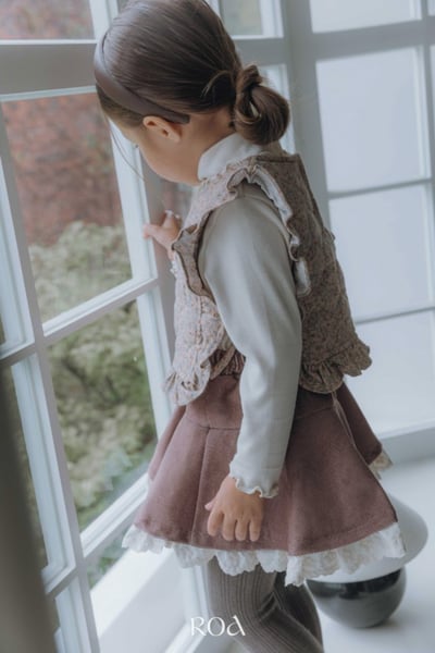 ROA25｜(80cm-120cm) 2色蕾絲拼接棉質短裙5