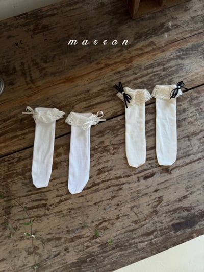 Marron36｜(3m-18m) 蕾絲蝴蝶結無根襪1