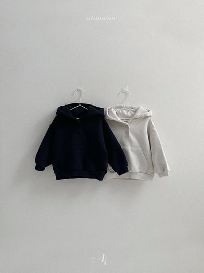 Atomeme32｜(70-110) 簡約刺繡休閒連帽上衣1