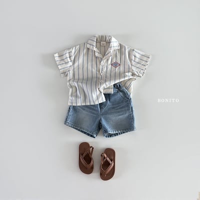 Bonito｜(75cm-125cm)kids 線條襯衫2