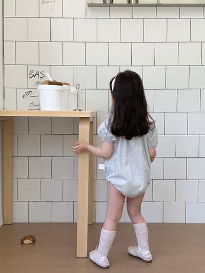 JE45｜(66-120cm) 水藍格紋包屁衣/洋裝12