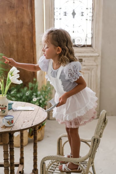 FLO19｜(75-140) 鏤空泡泡袖上衣3