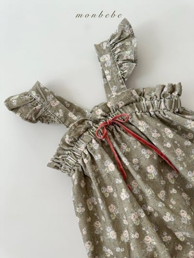 MONBEBE03｜(3m-24m) 春日碎花荷葉包屁衣3
