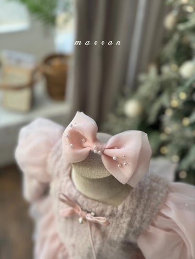 Marron 77｜(free) 蝴蝶結緞帶珍珠髮箍2