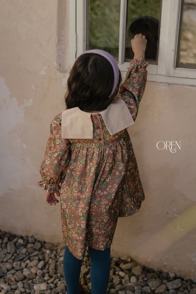 OREN07｜(85-120cm) 方領碎花燈心絨洋裝12