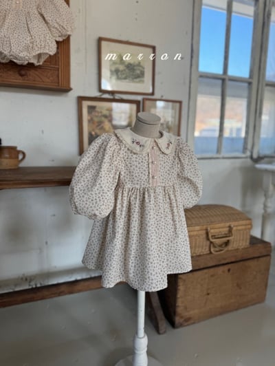 Marron22｜(1y-6y) 花卉刺繡碎花洋裝3