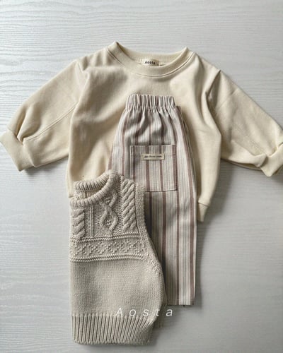 AOSTA42｜(6m-5y) 直條紋直筒長褲9