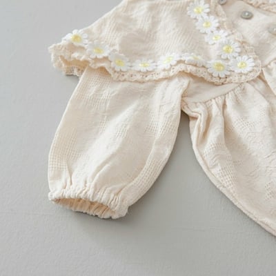 LEMONADE38｜(55cm-85cm) 1色雛菊花邊翻領包屁衣含帽子11