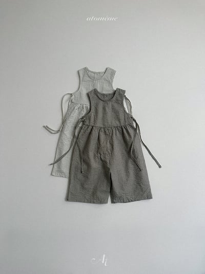 Atomeme21｜(70-110) 條紋綁帶連身褲7