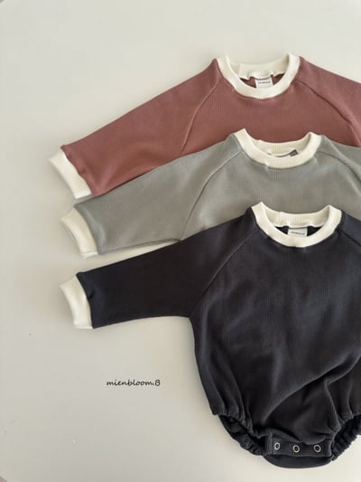 Bloom.b48｜(0m-18m) 撞色華夫格包屁衣3