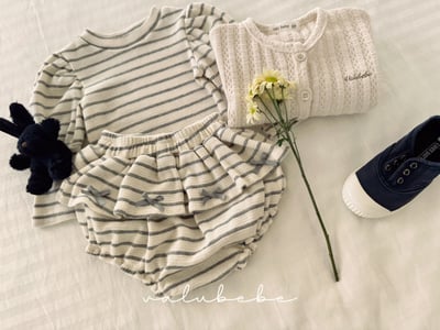 Valubebe65｜(65-80) 荷葉裙擺條紋包屁褲4