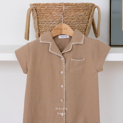 M-KIDS35｜(65-80cm) 棉麻滾線連身衣3