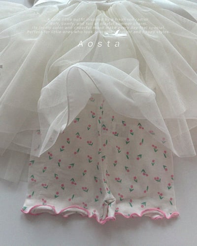 AOSTA15｜(6m-5y) 3款繽紛木耳邊短棉褲6