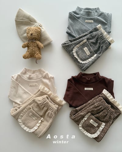 AOSTA49｜(6m-5y) 蕾絲花邊口袋碎花長褲3