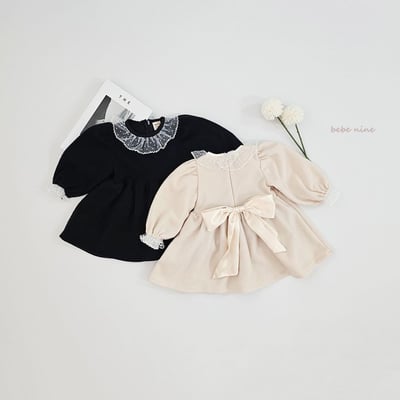 bebe nine32 (65cm-115cm) 2色蕾絲領綁帶洋裝11