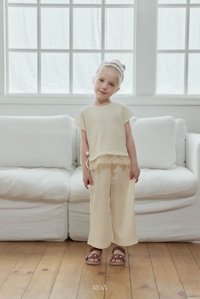 ROA04｜(6m-18m) 2色抓皺蕾絲滾邊套裝6