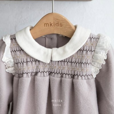 M-KIDS05｜(55-80cm) 2色抓皺圓領包屁衣5