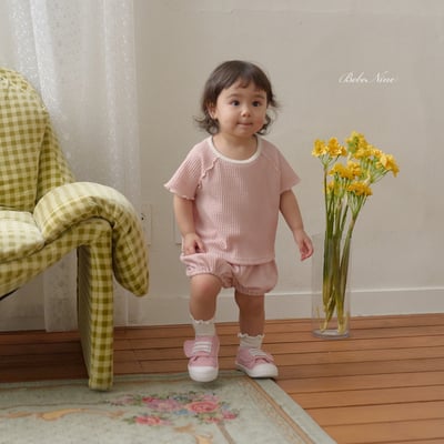 bebe nine02  (6m-24m) 3色休閒木耳邊套裝9
