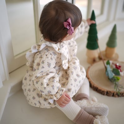 neneru05｜(60cm-85cm) 1色荷葉袖碎花包屁衣4