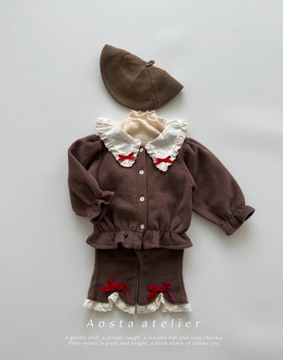 AOSTA67｜(6m-5y) 蝴蝶結蕾絲微喇叭褲6