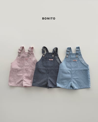 Bonito23｜(75cm-125cm) 3色直條紋吊帶短褲1