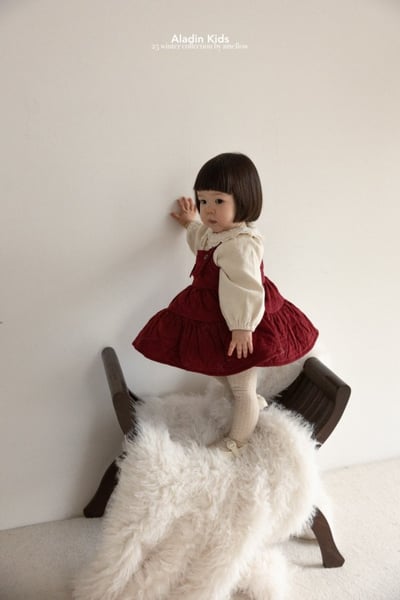 ALADIN21｜(75cm-114cm) 磨毛菱形壓紋吊帶裙10