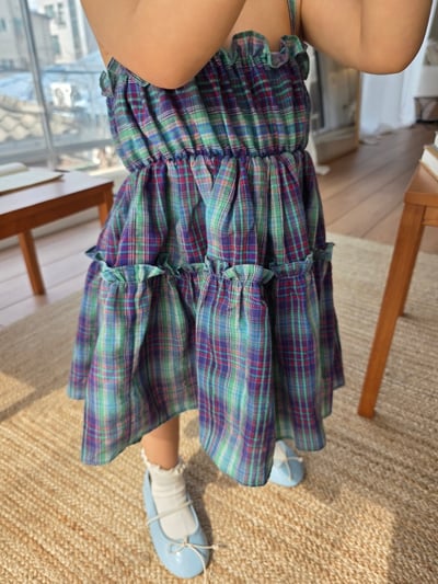 Color22｜(75-115cm) 細肩格紋洋裝7