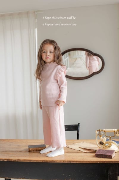 M-KIDS36｜(65-115cm) 2色磨毛荷葉捲邊套裝8