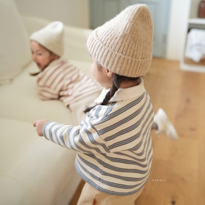 neneru24｜(70cm-125cm) 2色小熊條紋有領上衣6