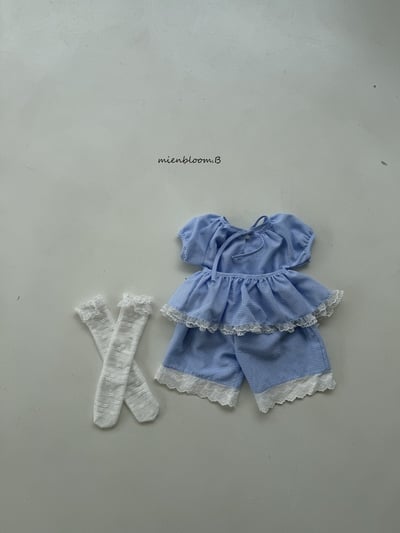 Bloom.b34｜(55cm-118cm) 格紋蕾絲花邊直筒長褲5