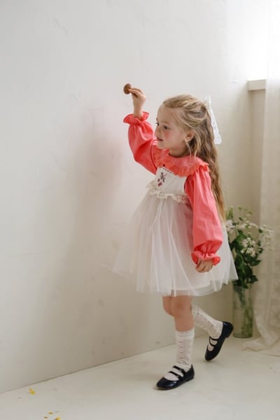 FLO16｜(75-140) 2色蕾絲滾邊薄紗洋裝16