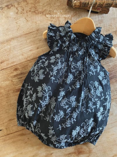 Mon petit02｜(66-90cm) 摺線墨花包屁衣14