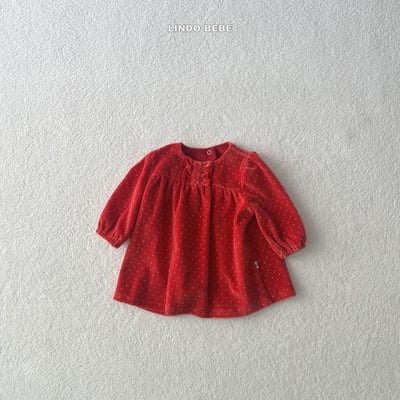 Lindo26｜(3m-18m) 波點絲絨洋裝7