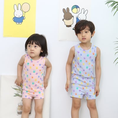 LIME&BLUE14｜(80-118cm)  彩色兔兔無袖服17