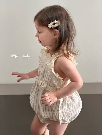 JE691｜(66-90cm)  蕾絲花邊條紋無袖包屁衣7